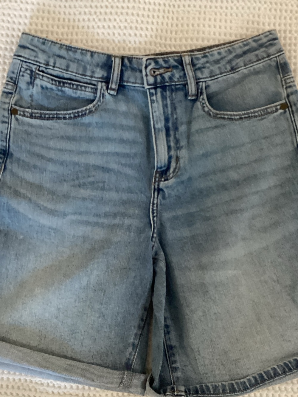 Wrangler Light Blue Denim Rolled-Hem Shorts